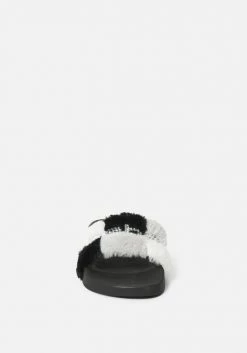 ZIGI Shoes Fantasia Plaid Faux Fur Slides