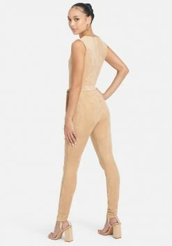 Faux Suede Jumpsuit Clothing