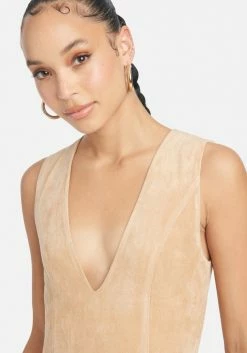 Faux Suede Jumpsuit Clothing