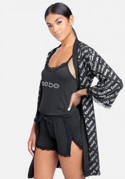 PPI 3 Piece Lace Trim Short & Robe Set Best Sellers