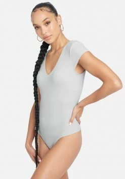 TC Cap Sleeve Shoulder Pad Rib Bodysuit Clothing