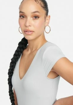 TC Cap Sleeve Shoulder Pad Rib Bodysuit Clothing