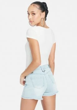 TC Cap Sleeve Shoulder Pad Rib Bodysuit Clothing