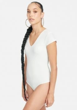 TC Cap Sleeve Shoulder Pad Rib Bodysuit Clothing