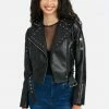 TC Vegan Leather Stud Detail Moto Jacket Clothing