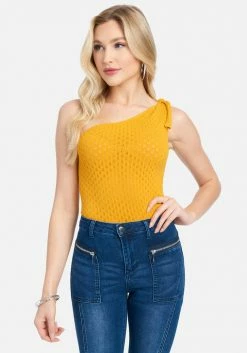 TC One Shoulder Pointelle Top