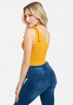 TC One Shoulder Pointelle Top