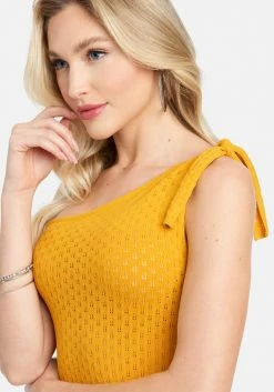 TC One Shoulder Pointelle Top