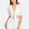 TC Clothing Tie Front Eyelet Top