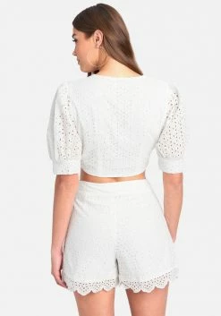 TC Clothing Tie Front Eyelet Top