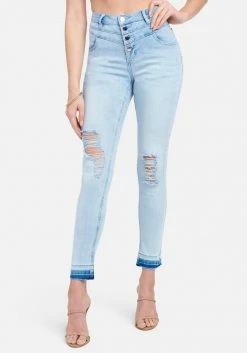 TC High Waist Multi Button Skinny Jeans