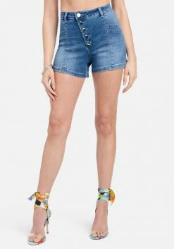 TC Asymmetric Button Denim Shorts Spring/Summer