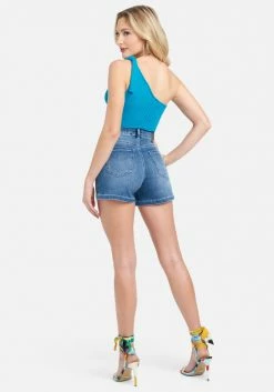 TC Asymmetric Button Denim Shorts Spring/Summer