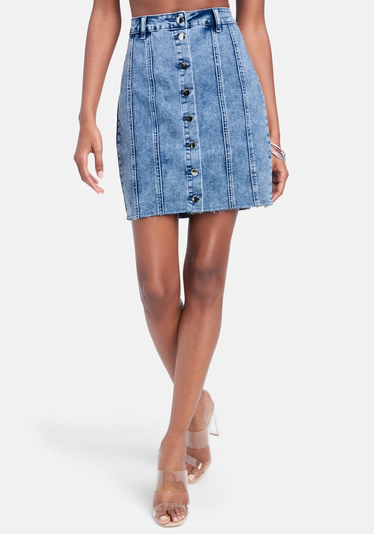 Clothing Multi Stitch Fitted Jean Skirt 1 Clothing Multi Stitch Fitted Jean Skirt