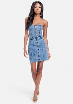 Clothing Multi Stitch Fitted Jean Skirt