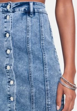 Clothing Multi Stitch Fitted Jean Skirt 8 Clothing Multi Stitch Fitted Jean Skirt
