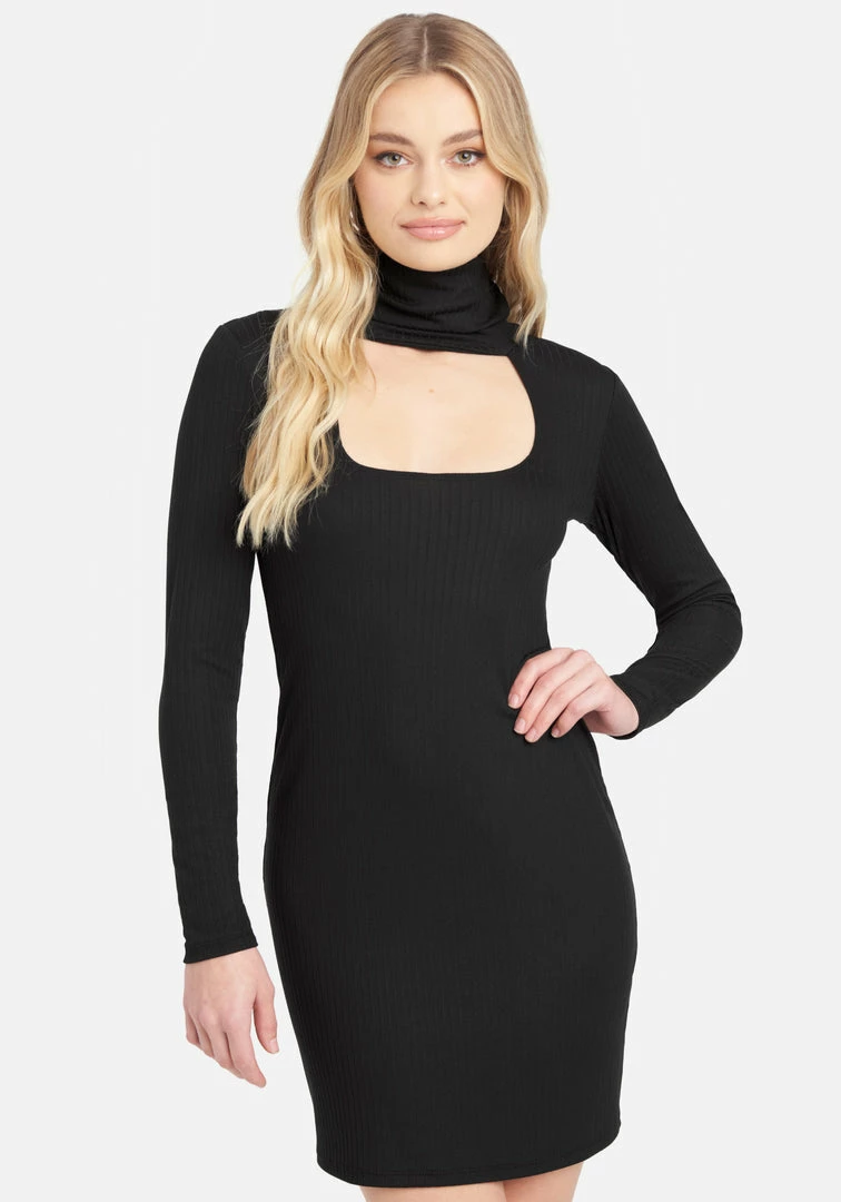 JUMP Ribbed Long Sleeve Mock Neck Dress 1 JUMP Ribbed Long Sleeve Mock Neck Dress
