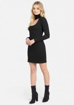 JUMP Ribbed Long Sleeve Mock Neck Dress