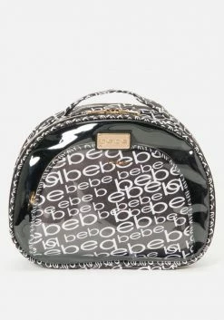 ASTOR Black And Silver Bebe Logo Cosmetic Bag