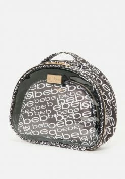 ASTOR Black And Silver Bebe Logo Cosmetic Bag