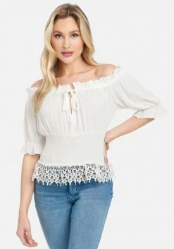 TC Off Shoulder Lace Detail Blouse Tops