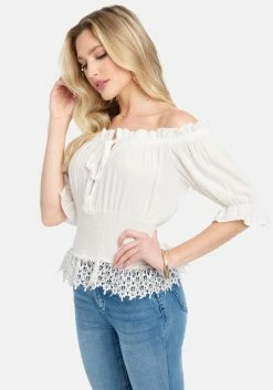 TC Off Shoulder Lace Detail Blouse Tops