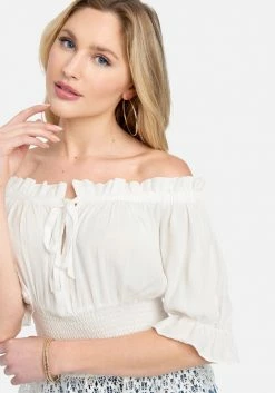 TC Off Shoulder Lace Detail Blouse Tops