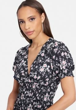 TC Crepe Deep V Print Top Print Shop