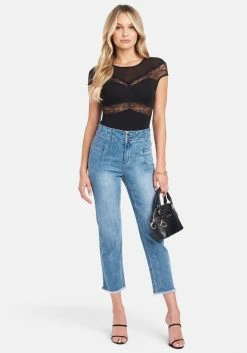 TC High Rise Front Pleating Straight Leg Jeans Spring/Summer