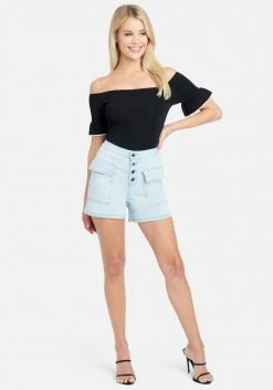 TC High Waist Pocket Detail Denim Shorts