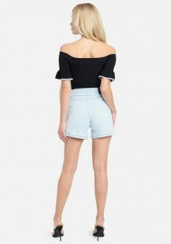 TC High Waist Pocket Detail Denim Shorts