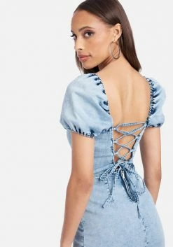 TC Cross Back Denim Dress Festival Season