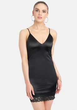 JUMP Satin And Lace Slip Dress Clothing