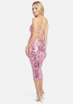 JUMP Clothing Sparkle Mesh Midi Dress