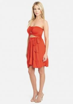 JUMP Clothing Strapless Tie Front Flare Dress