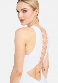 JUMP Open Back Lace Up Dress Clothing