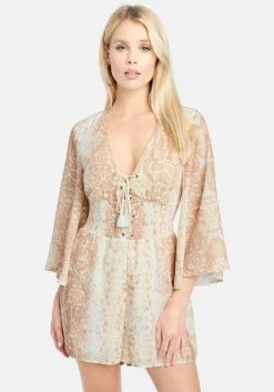 JUMP Clothing Lace Up Flutter Sleeve Romper