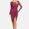JUMP Long Sleeve Mesh Ruched Dress Bridal