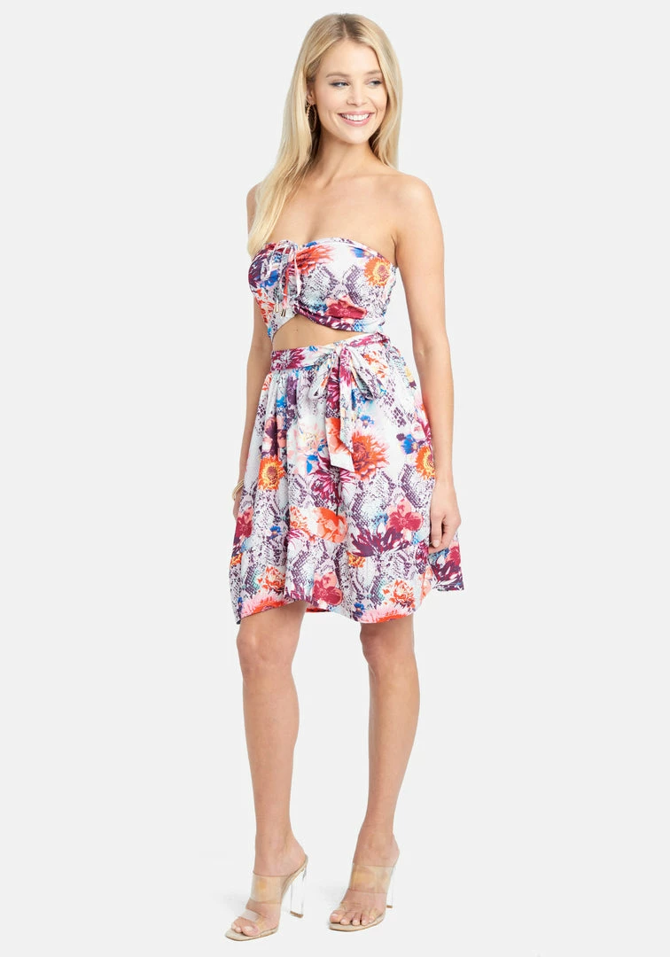 JUMP Strapless Tie Front Flare Dress 2 JUMP Strapless Tie Front Flare Dress