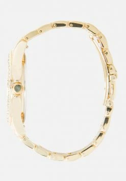 ACCUTIME Single Row Crystal Bezel 3 Band Watch