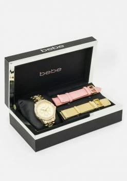 ACCUTIME Single Row Crystal Bezel 3 Band Watch