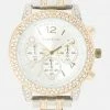 ACCUTIME Bridal Double Row Crystal Bezel 3 Band Watch