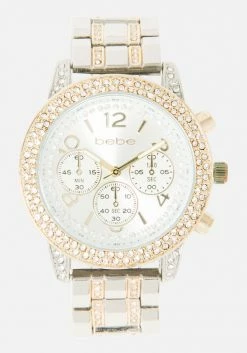 ACCUTIME Bridal Double Row Crystal Bezel 3 Band Watch