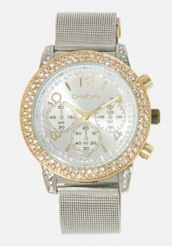 ACCUTIME Bridal Double Row Crystal Bezel 3 Band Watch