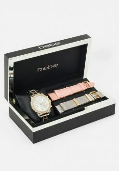 ACCUTIME Bridal Double Row Crystal Bezel 3 Band Watch