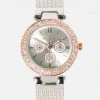 ACCUTIME Bridal Crystal Bezel Two Tone Mesh Bracelet Watch