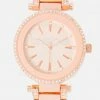 ACCUTIME Pink Enamel And Crystal Bebe Logo Watch