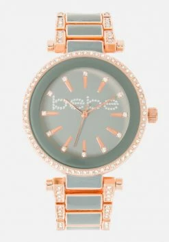 ACCUTIME Grey Enamel And Crystal Bebe Logo Watch