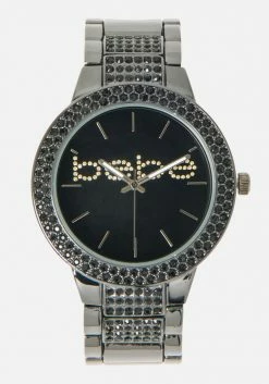 ACCUTIME Best Sellers Bebe Logo Crystal Bezel Watch