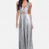 JUMP Ring Detail Sparkle Knit Cut Out Maxi Clothing